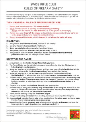 Swiss Rifle Club Johannesburg rules of firerarm safety