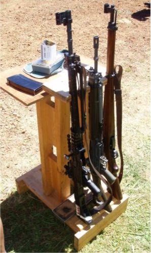 The three military rifles used by the Swiss Rifle Club